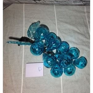MCM Blown Glass Grape Cluster Artisan Aqua Blue Teal Table Fruit Vintage Decor